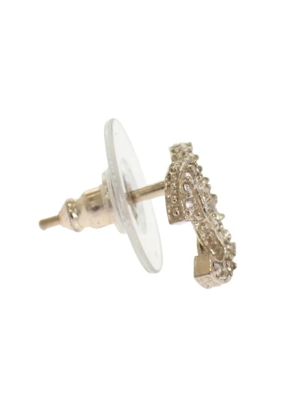 Chanel CC Logo Earrings Metal Crystal Gold Boxed Accessory Saree